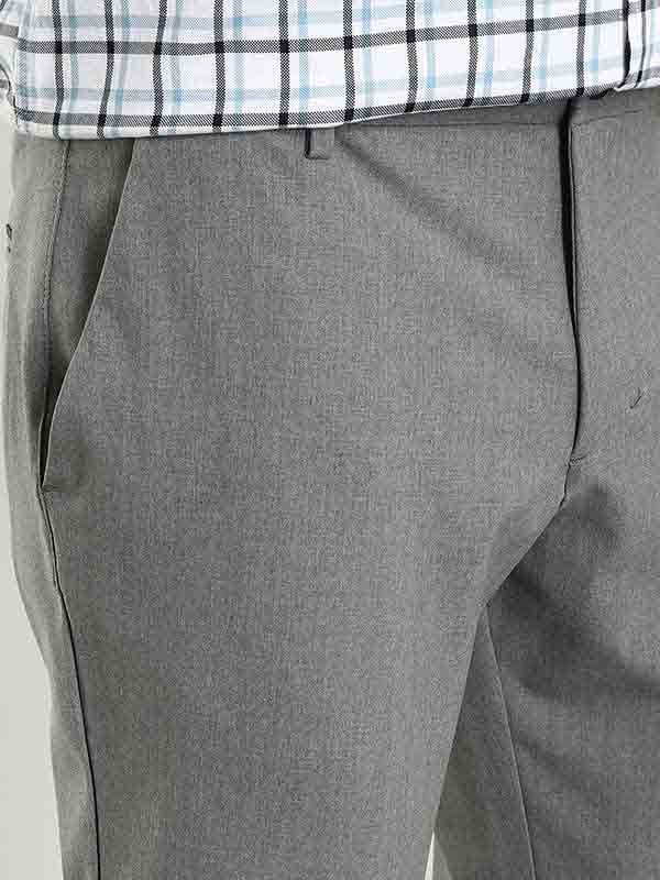 Indian Terrain Men's Comfort Fit Solid Grey Trousers